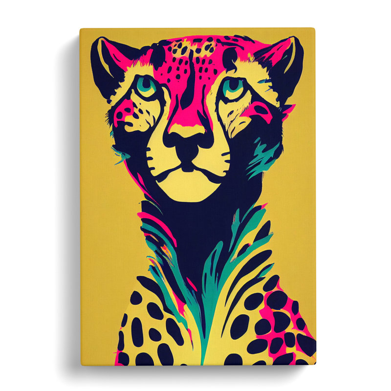 Cheetah Neon - Wrapped Canvas, 50cm H x 35cm W x 3cm D