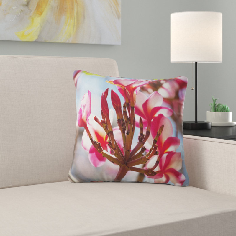 Bouquet de belles fleurs tropicales - coussin à imprimé floral, 16 po x 1 po, Coussin décoratif