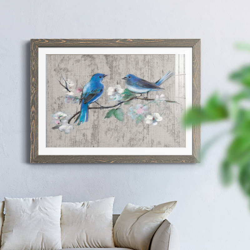 Chant du printemps II - peinture encadrée, H 31,5 po x l 23,5 po x P 1,5 po, Papier avec cadre gris