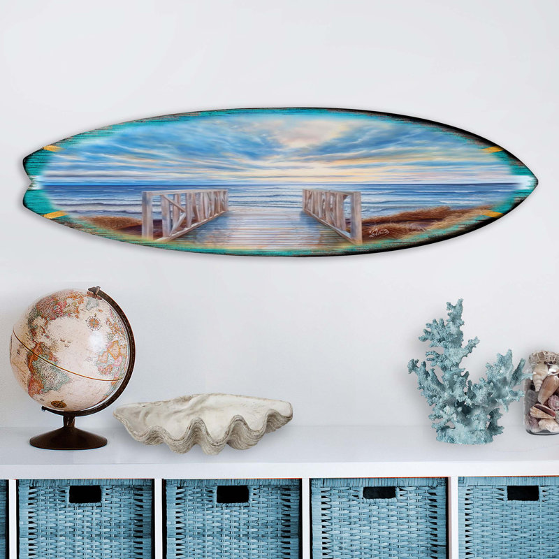 Handmade Nautical & Beach Wall Decor on Wood, 7" H x 24" W x 1" D