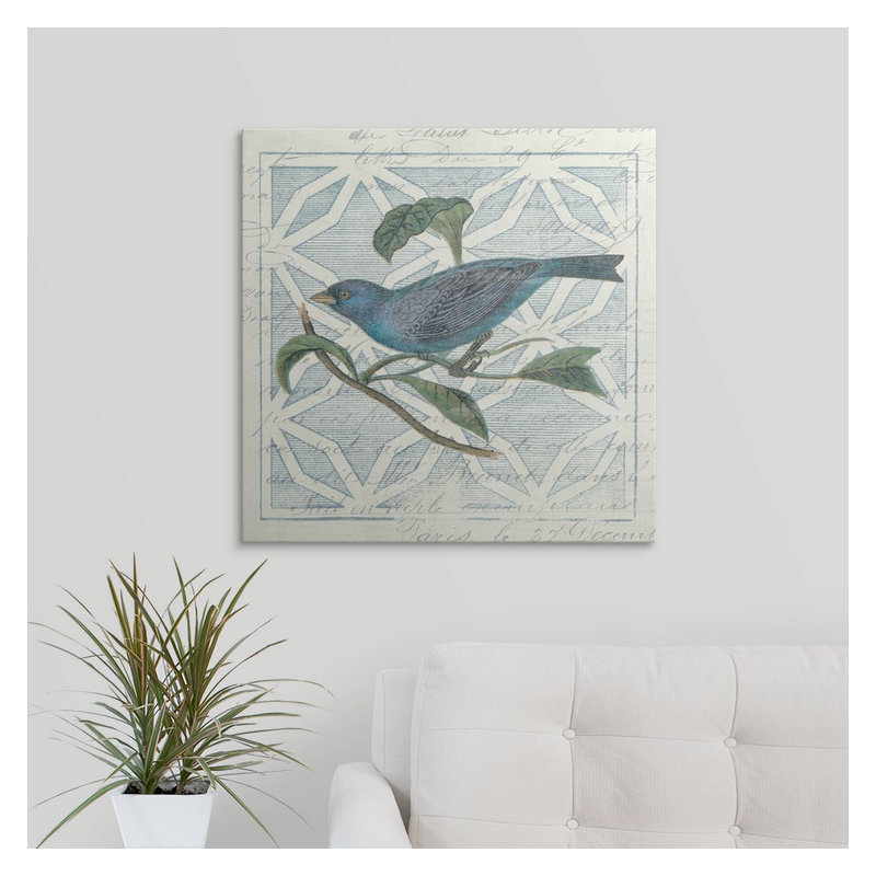 « nogravureing tile ii blue oiseau », impression, Toile, H 35 po x l 35 po x P 1,5 po