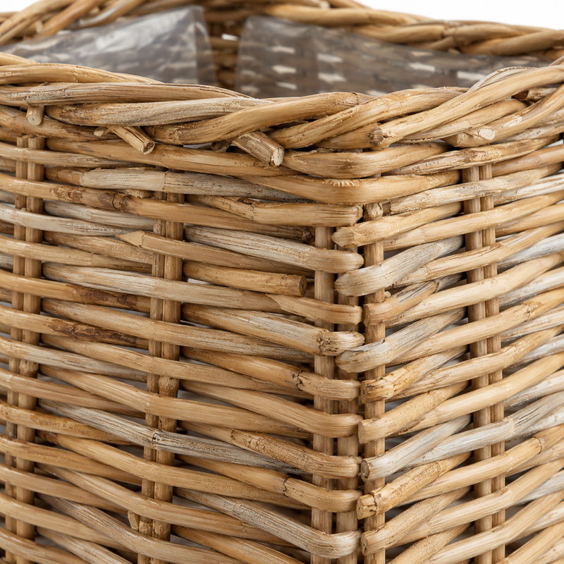Sylvie Handmade Wicker and Rattan Box, 18" H x 19" W x 19" D