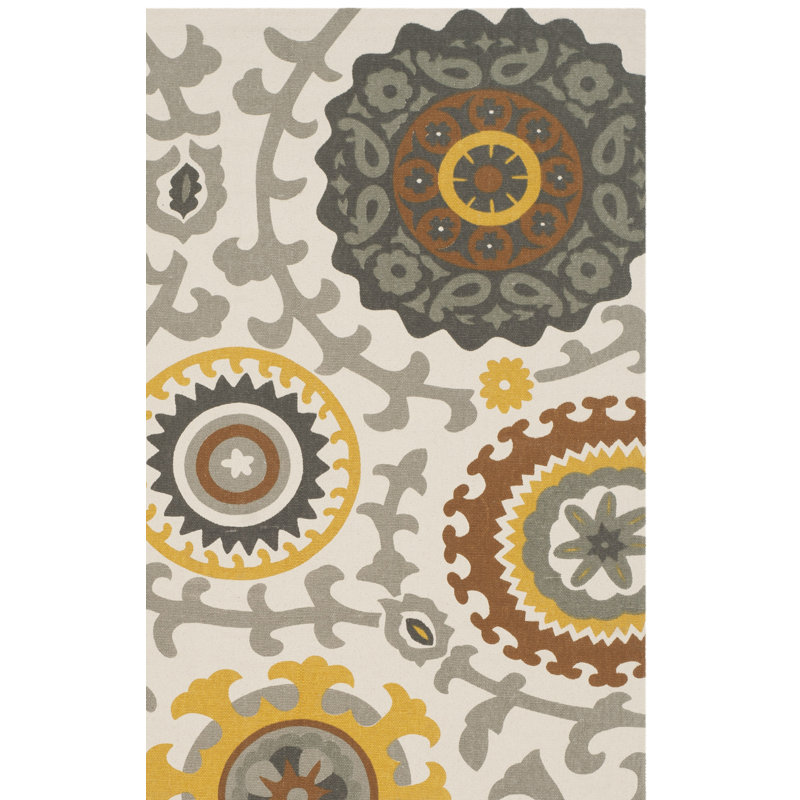 Centerburg Hand Loomed Cotton Geometric Rug, Square 5'