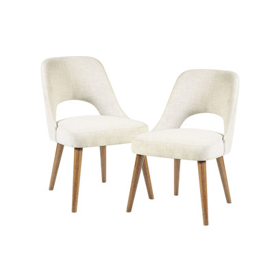 Dining Chair Of 2 - Textured Tan Upholstery, Robust Solid Wood Frame, Legs, Enhances Room Appeal Upholstered Chairs, Wood, Leg Finish, Foam Filled For