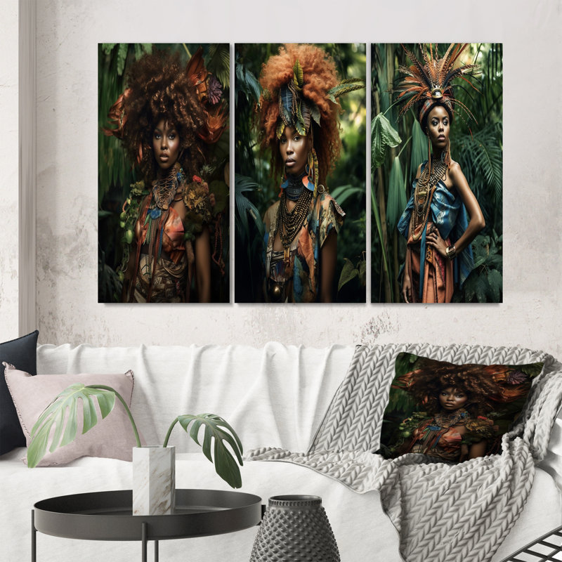 «Afropunk Haute Couture Jungle Model», 3 pièces, Toile tendue, H 40 po x l 60 po