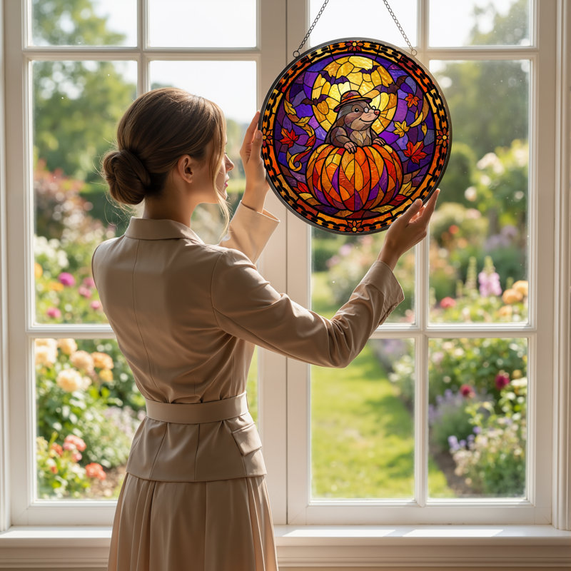 Panneau de vitrail en verre coloré 12 "H 12"