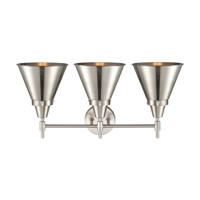 Éclairage pour meuble-lavabo à 3 lumières à intensité variable Gayle, Nickel satiné, Nickel satiné