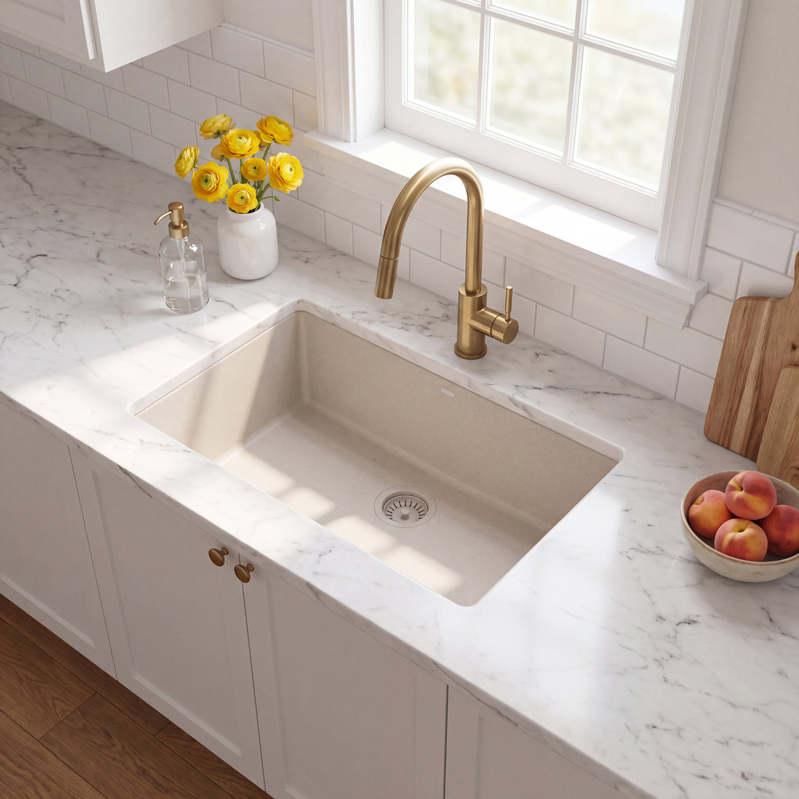 Quartz Classic 33" Undermount Kitchen Sink, White