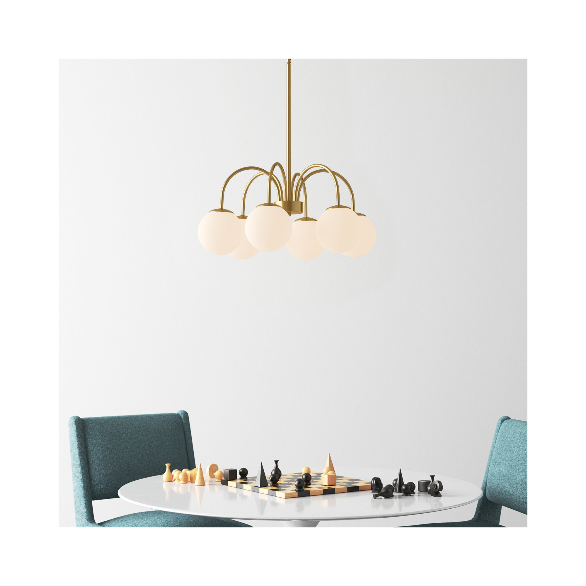 Bradrick 6 - Light Modern Glass Bubble Chandelier, Gold