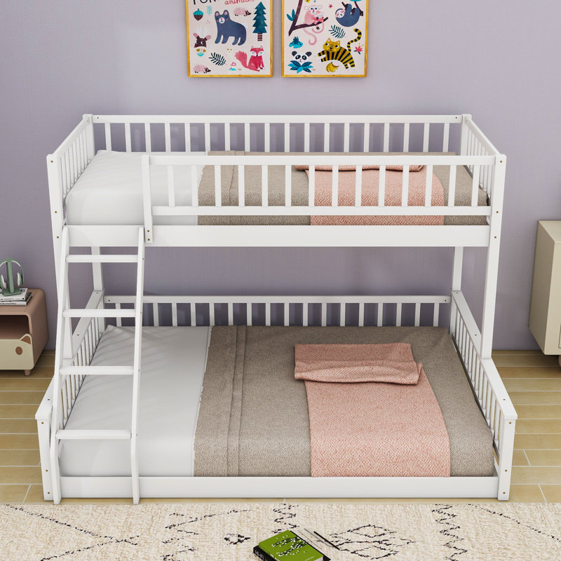 Bunk Bed With Ladder And Safety Guardrails, Twin XL Over Queen, White