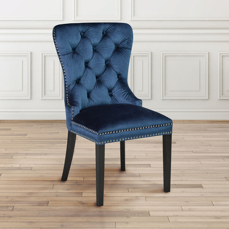 Chaise d'appoint capitonné à losanges Scipio, Bleu