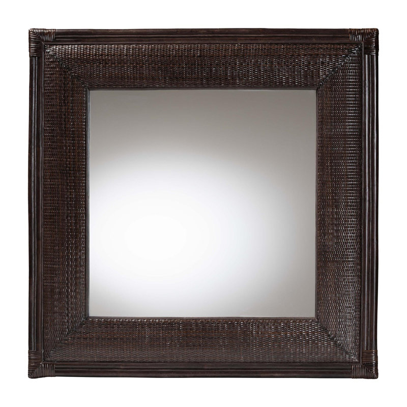 bali & pari Candela Natural Rattan Wall Mirror - Handwoven Wicker Accent Piece with Inset Mirrored Glass and Textured Frame