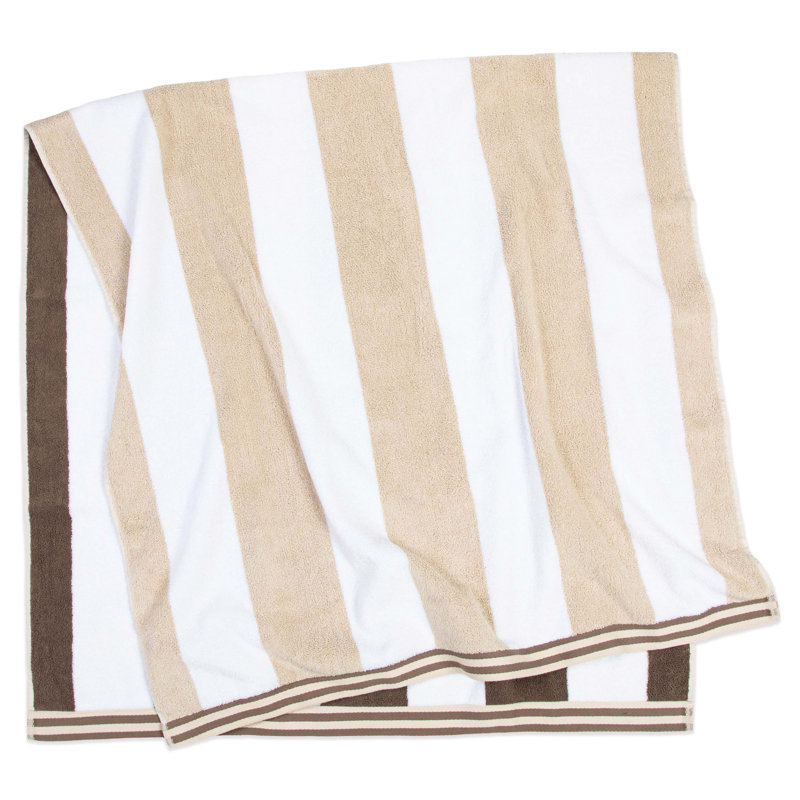 Aston & Arden Reversible Brown and Beige Cotton Beach Towel 30x70