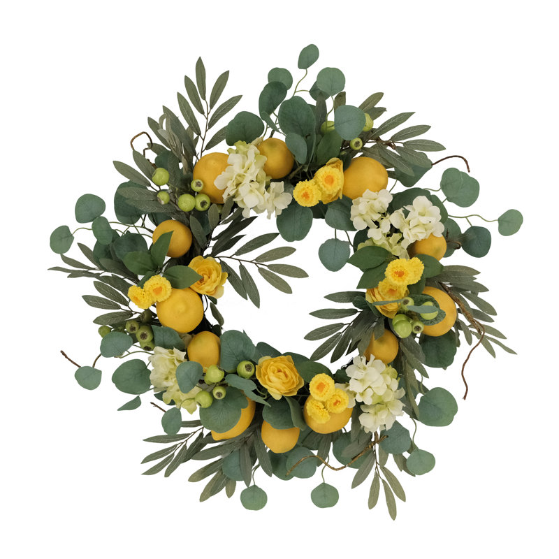 Couronne de printemps 24 "artificielle citron et hortensia