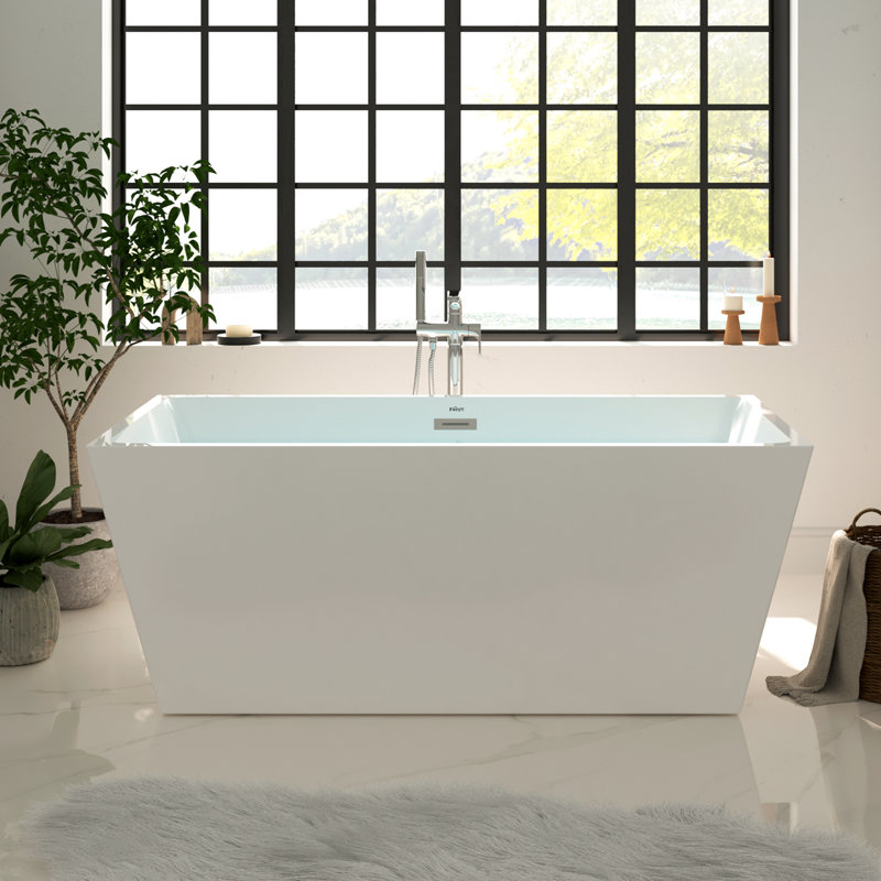 FerdY Palawan 59" Acrylic Freestanding Bathtub,Chrome Drain