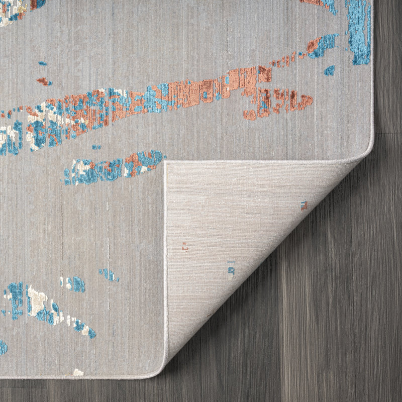 Lydian Abstract Area Rug in Grey, Rectangle 13'2" x 16'5"
