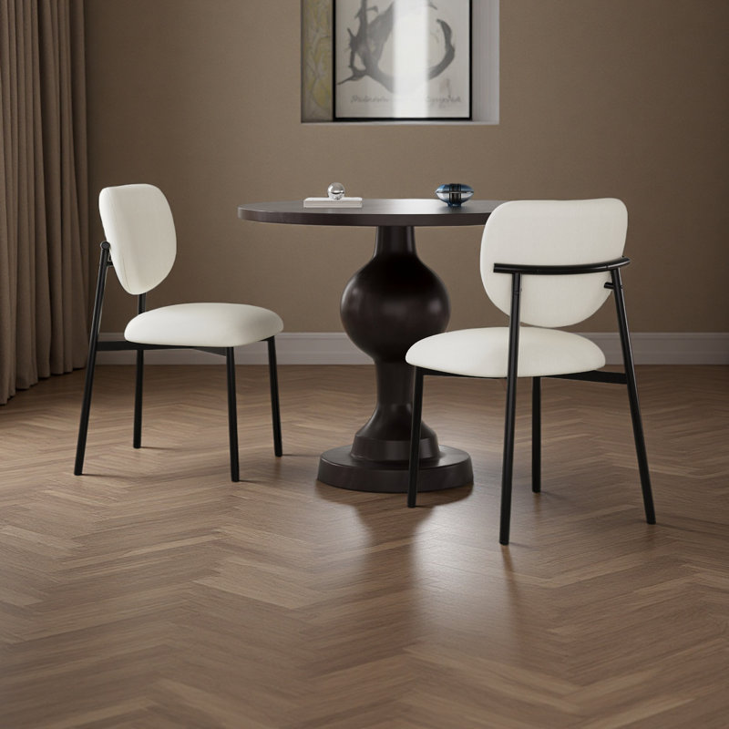 Ensemble de salle à manger 3 pièces, chaises rembourrées avec pieds en métal (ensemble de 2) + table de salle à manger ronde