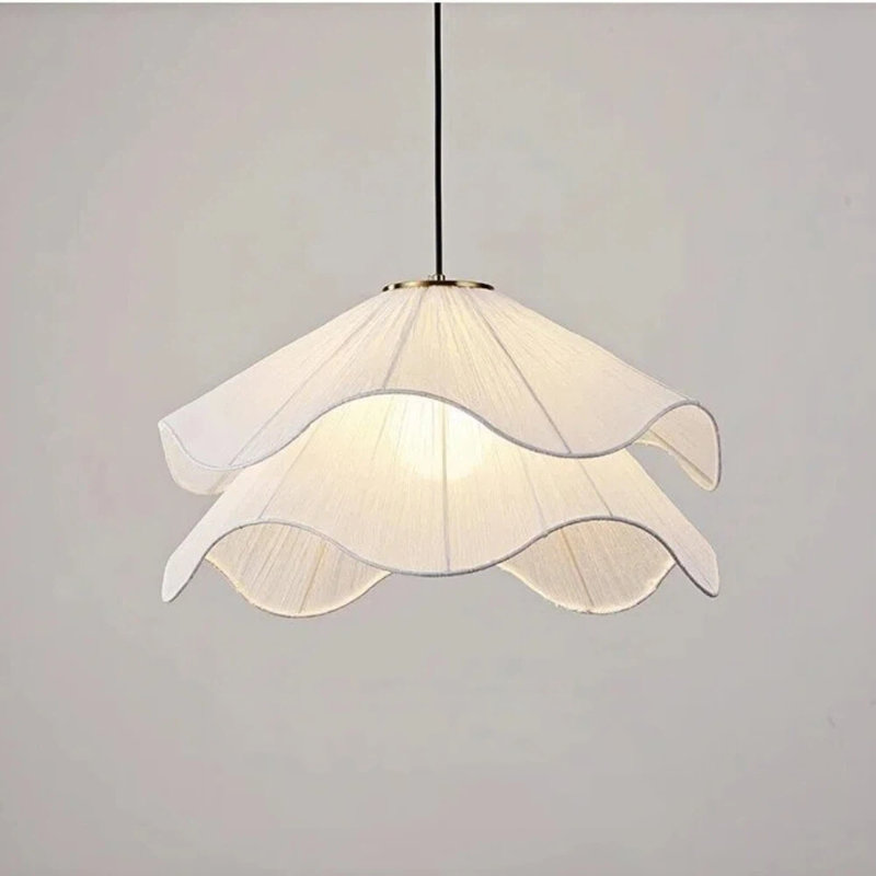 Luminaire suspendu d'intérieur Flower avec abat-jour en tissu blanc