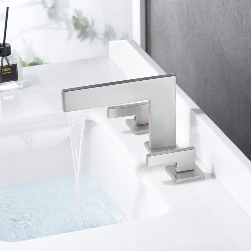 S1419W-XX Sumerain 8 inch Widespread Two Handle Bathroom Faucet,Deck Mount Waterfall Bathroom Sink Faucet, Brushed Nickel