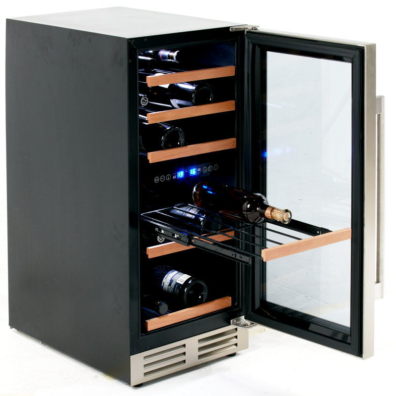 Black Stainless Steel Dual Zone Wine Cooler with LED Lighting