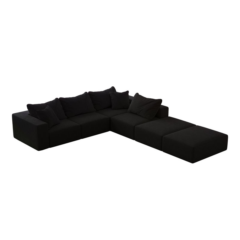 Boneless Oversized Sponge Cloud Sofa,Modern Upholstered Sectional Sofa Couch Set,Modular 162" L Shaped Sectional Living Room Sofa Set With 6 Pillows,Free Combination Sofa Couch For Living Room,Bedroom