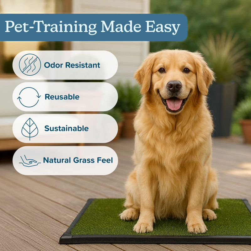 PETMAKER Artificial Grass Puppy Pee Pad for Dogs and Small Pets with Tray - 20x30 inches Washable 3-Layer Reusable Indoor Dog Potty Grass Training Pad, Easy Clean Pet Housebreaking Potty Solution