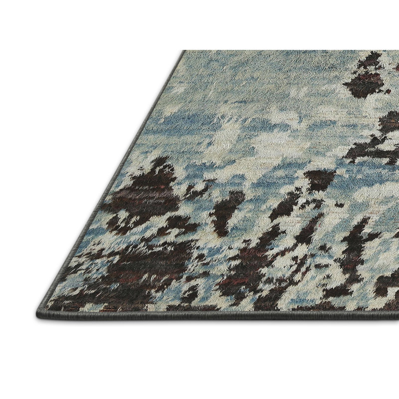 Tapis bleu/noir contemporain, Rectangle 2 pi x 3 pi