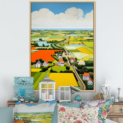 Paysage de ferme sur toile, "De Stijl"