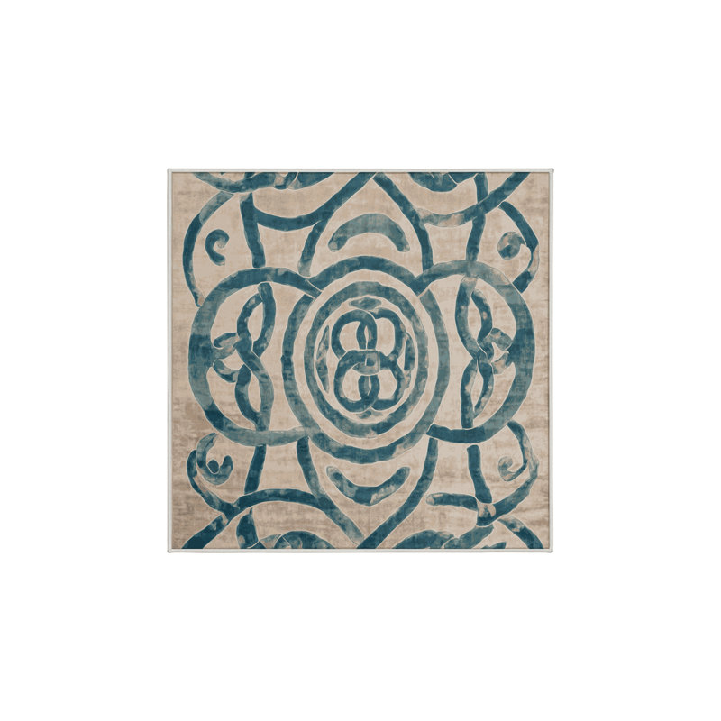 Tapis beige soyeux et moelleux, Carré 3 pi
