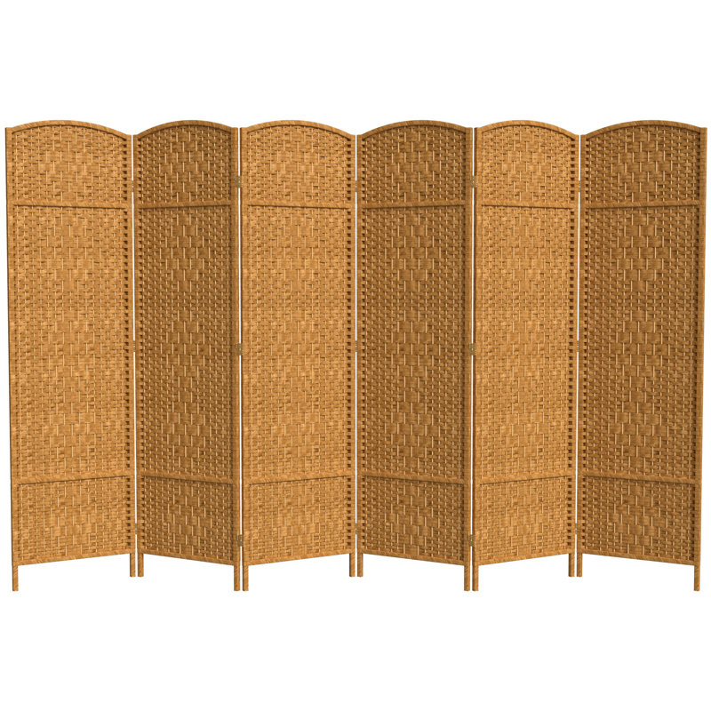 Paravent pliant en bambou / rotin Broch, Beige clair, 6