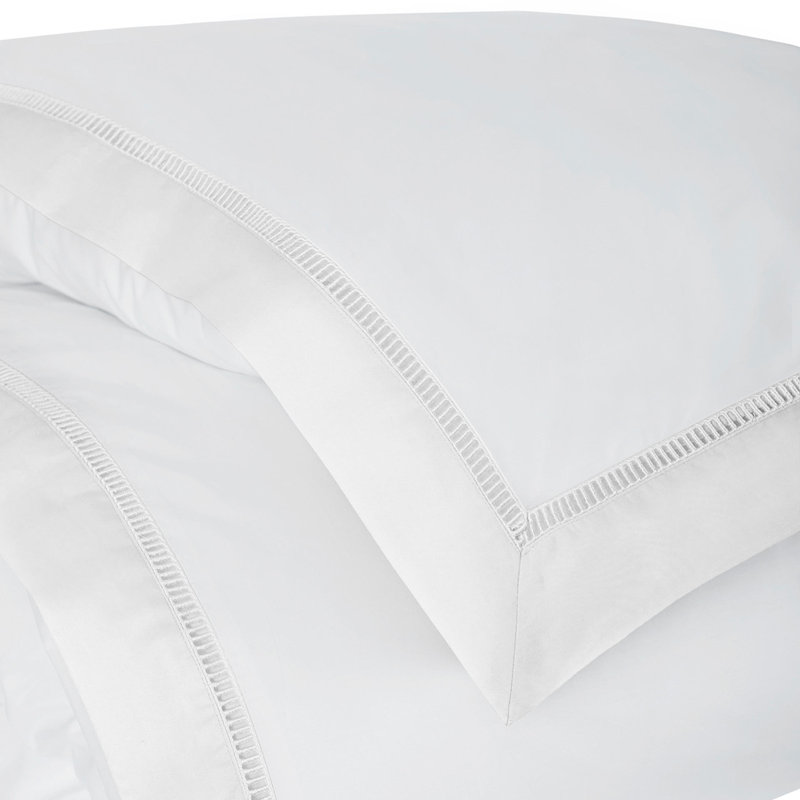 Escada 100% Cotton Percale Duvet Cover, white/ white, Full / Double
