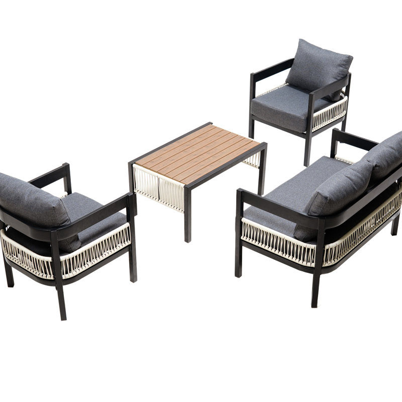 Lawn Outdoor Furniture - Iron With Table & , For Garden, Gray