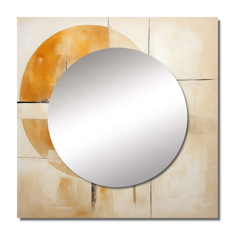 A Sense Of Timelessness Watercolor Yellow Black I - Abstract Square Mirror For Wall Art Decor, 36" x 36"
