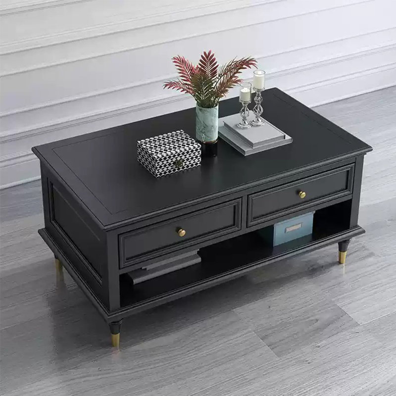 Eco-painted waterproof coffee table, Black, 19.29" H x 55.11" L x 26.77" W