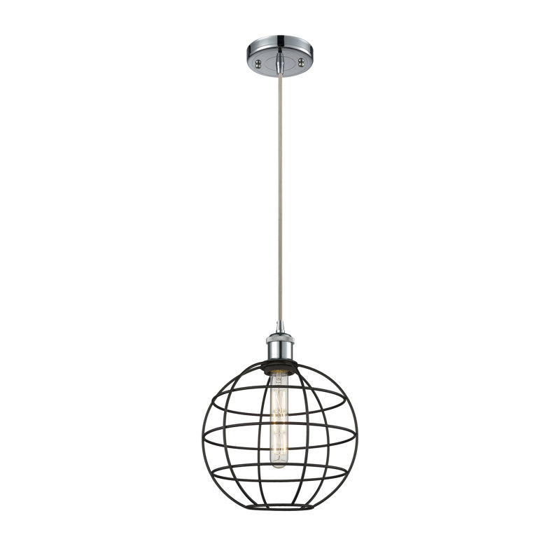 Luminaire suspendu à tige 1 lumière 16 po Ballston Lake Placid, H 132,5 po x l 10 po x P 10 po, Chrome poli