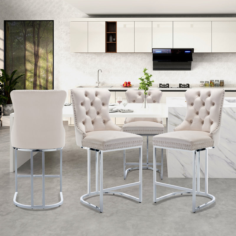 Tabouret de bar 26 po Katrisha, Beige, 4