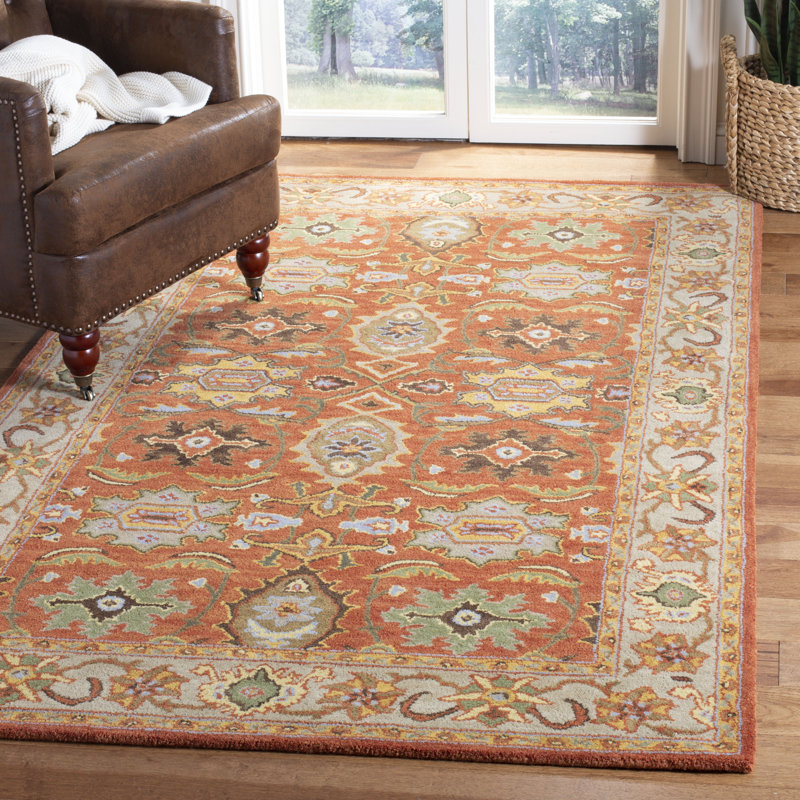 Tapis oriental rouille / beige en laine touffeté à la main Cranmore, Rectangle 6 pi x 9 pi