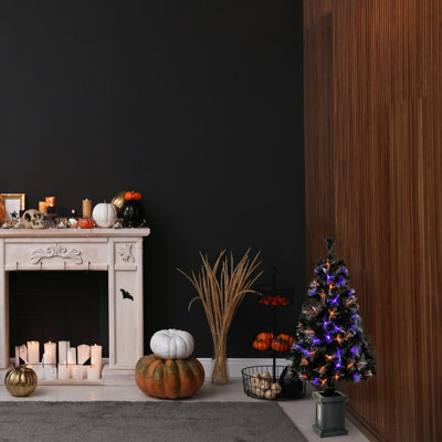 Arbre d'entrée en fibre optique noire d'Halloween 48 po The Holiday Aisle®