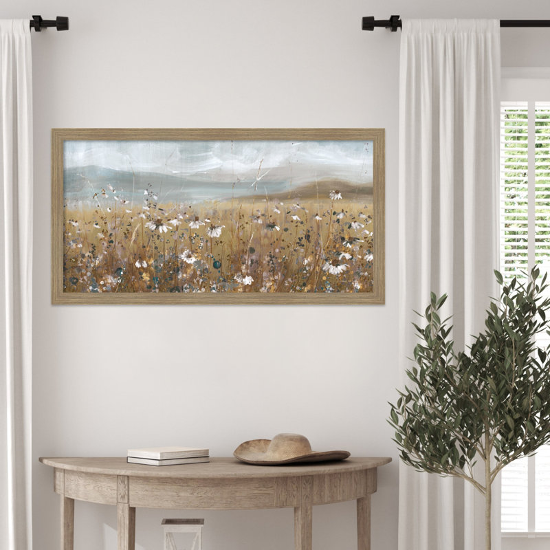 «Meadow Stroll Neutral» par Danhui Nai, impression sur bois encadrée, 18 x 34