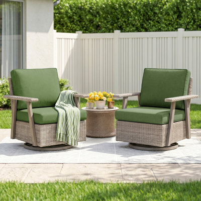 Constantino 2-Piece Outdoor Swivel Rocking Chairs, 360° Wicker Patio Glider with Cushions, All-Weather Rattan for Porch Backyard