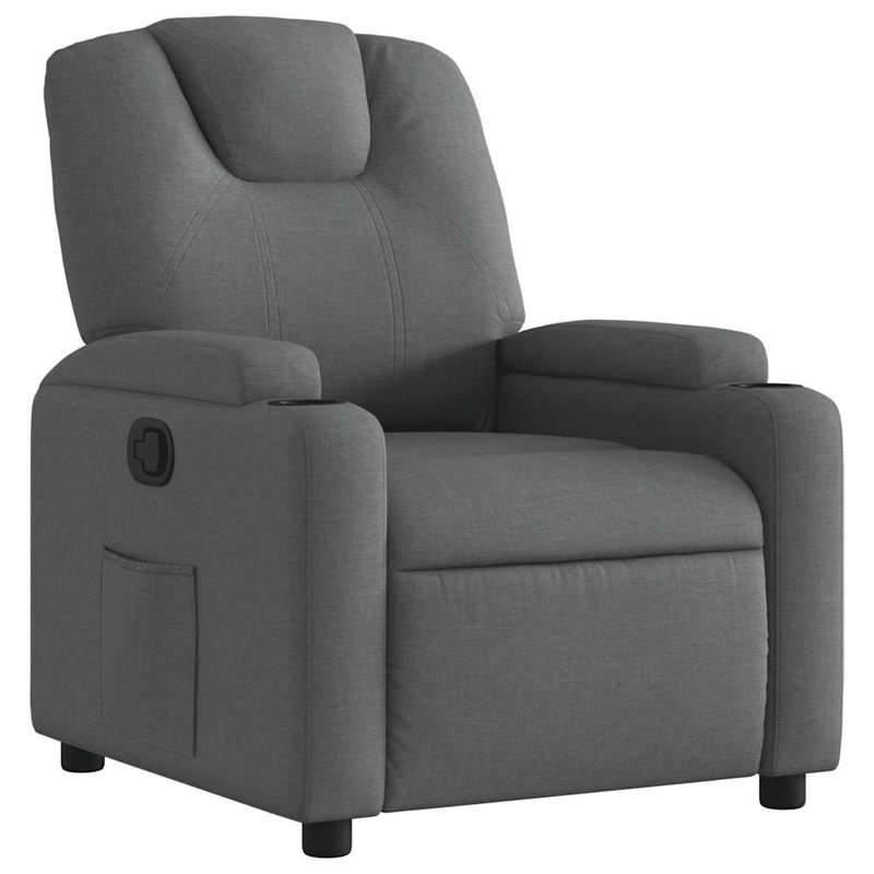 Fauteuil inclinable de massage en tissu noir (100% polyester), métal, contreplaqué, Gris foncé