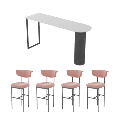 Semi-circular pure white rock plate bar table.