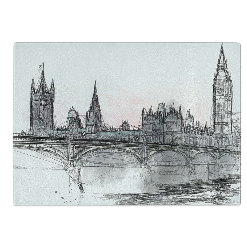 Glass Houses of Parliament & Big Ben in Abstract Chopping Board, 28.5 cm W x 20 cm L