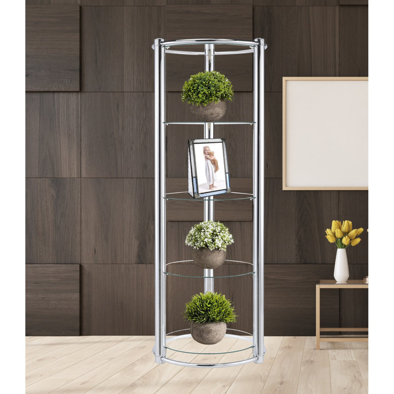 Triangle Display Shelf Tempered Glass/Chrome Frame