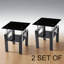 19.7" High 2-tier Square Glass Top End Table With Storage,2 Set Of  Side Table For Bedroom Living Room