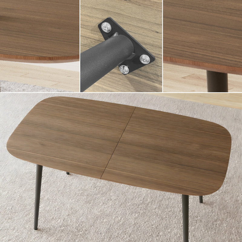 55'' Rectangular Modern Kitchen Dining Table with 4 Upholstered Dining Chairs, Brown, Tan/Black