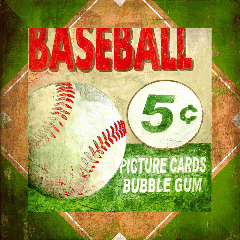 Baseball Card Time - Impression sur toile tendue, L 12 po x H 12 po