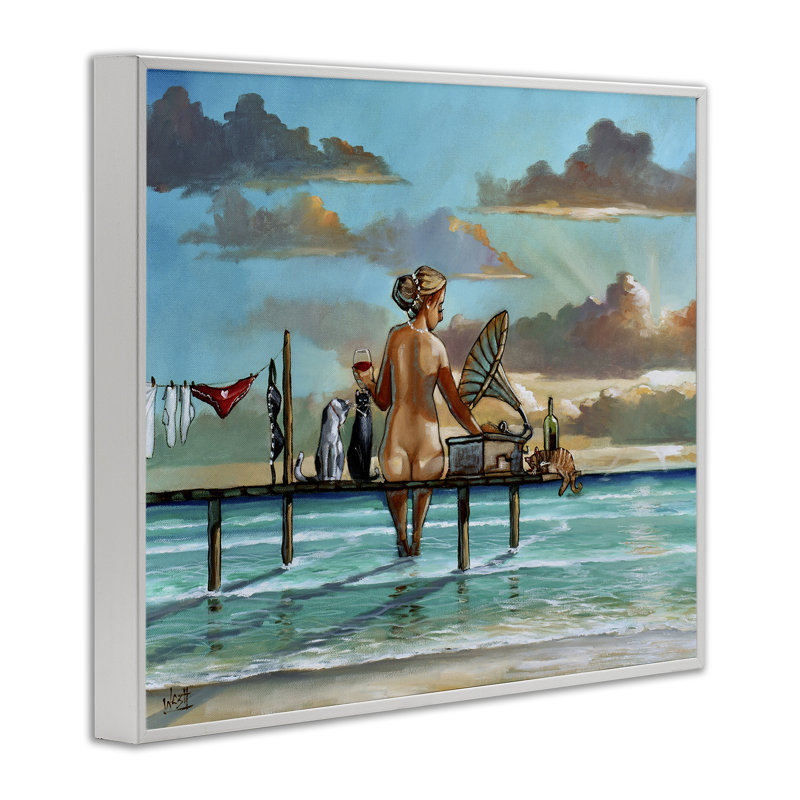 «Woman & Cats Beach Sunset», estampe numérique, design par Ronald West, H 16 po x l 20 po