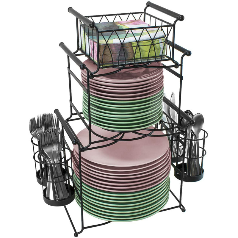 Sorbus 7-Piece Stackable Buffet Caddy, Black