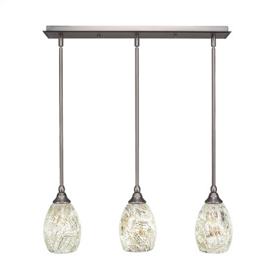 3 Light Stem Hung Linear Pendalier Shown With 5" Fusion Glass